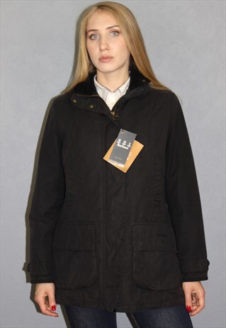 WOMENS BARBOUR SAMPLE WAXED JACKET BLACK SIZE UK 12