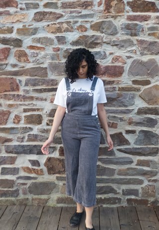 VINTAGE RETRO OVERSIZED CORDUROY GREY DUNGAREE