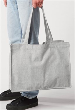 Women's Large Woven Cotton Shoulder Tote Bag - Grey