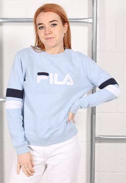 Vintage Fila Sweatshirt in Blue Crewneck Jumper Medium