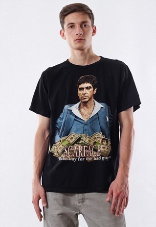 VINTAGE SCARFACE MOVIE GRAPHIC TEE 90S BLACK