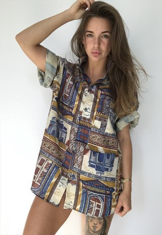 PATTERNED OVERSIZED RETRO VINTAGE UNISEX FESTIVAL SHIRT