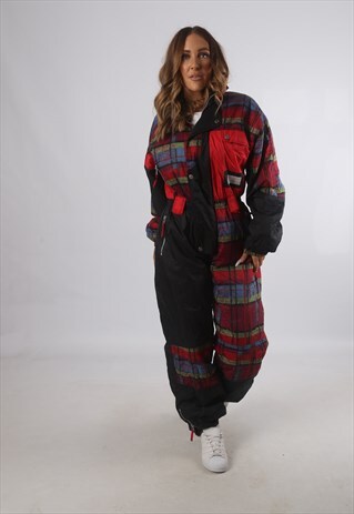 VINTAGE FULL SKI SUIT SNOW SPORTS JUMPSUIT UK LARGE 14 (K93O