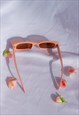 CORAL ROUNDED RECTANGLE 90S LOOK SUNGLASSES