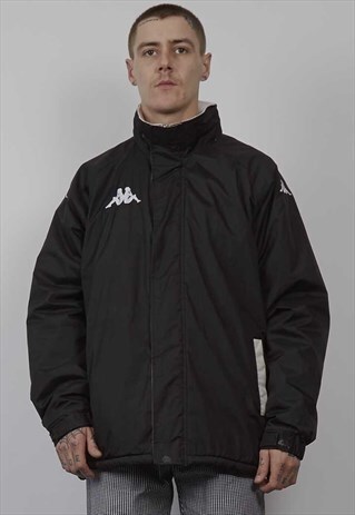 VINTAGE 90'S LARGE LOGO KAPPA BLACK PADDED SPORTS JACKET