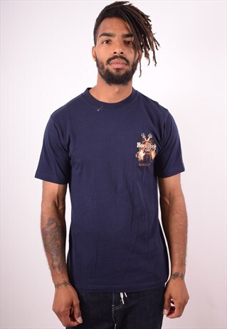 HARD ROCK CAFE MENS VINTAGE T-SHIRT TOP SMALL NAVY BLUE 90S