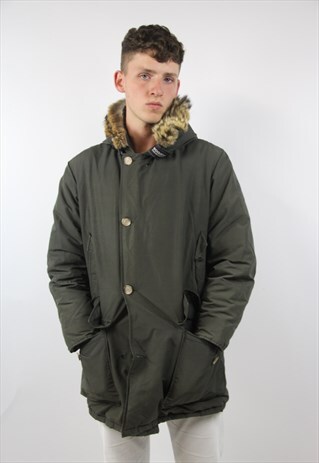 VINTAGE WOOLRICH GREEN PARKA JACKET