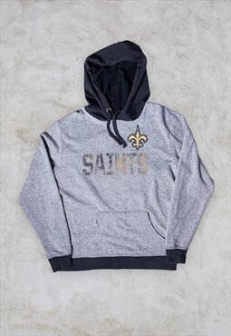 Vintage Grey NFL Hoodie New Orleans Saints Majestic Medium