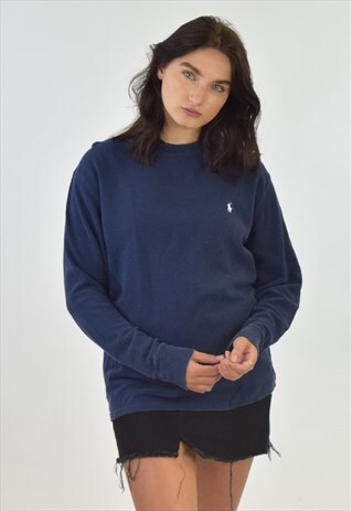 VINTAGE 90S NAVY BLUE RALPH LAUREN CREW NECK SWEATSHIRT