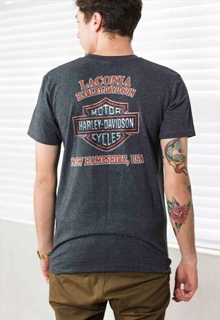 VINTAGE HARLEY-DAVIDSON LACONIA T-SHIRT LOGO 90S M 7.6