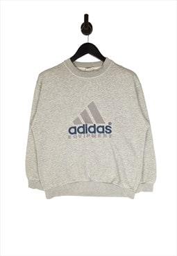 90's Adidas Equipments Spell Out Sweatshirt In Grey S UK10