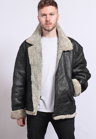 VINTAGE FAUX LEATHER AVIATOR JACKET