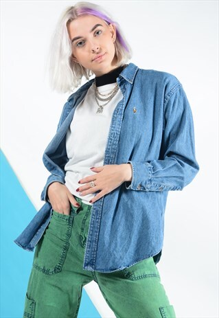 RALPH LAUREN DENIM SHIRT IN BLUE WITH LOGO.