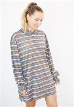 Vintage 80s MISSONI Distressed 1/4  Abstract Knit Shirt