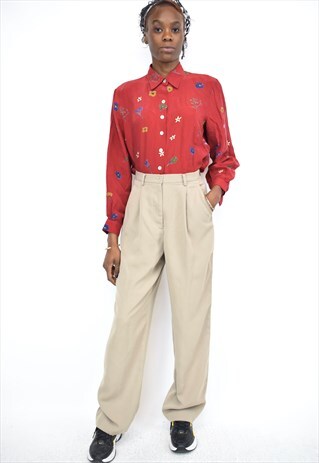 VINTAGE 90S KHAKI BEIGE TROUSERS