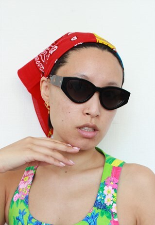 REWORKED RED PAISLEY HALF AFRICAN PRINT HEADSCARF BANDANA