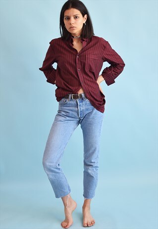 90'S RETRO FESTIVAL STRIPED PRINT OVERSIZED SHIRT TOP