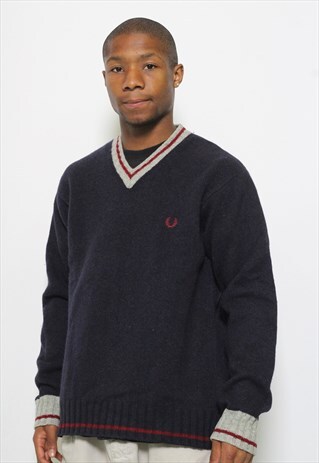 VINTAGE FRED PERRY V-NECK JUMPER