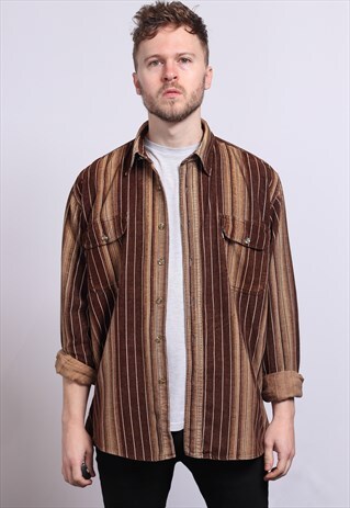 VINTAGE CORDUROY CORD STRIPED SHIRT