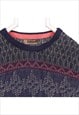 VINTAGE 90'S JANTZEN JUMPER / SWEATER KNITTED CREWNECK NAVY