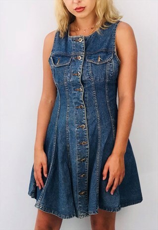 VINTAGE 90S BUTTON UP DENIM DRESS