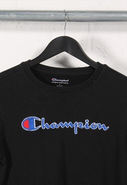 Vintage Champion Sweatshirt in Black Pullover Jumper Small