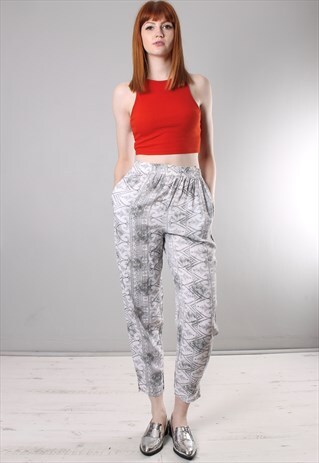 VINTAGE 90S PATTERNED HIGH WAISTED TROUSERS