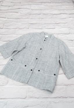 Back To School y2k Preppy Pascalle Grey Fleck Button-Up 