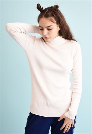 Y2K RIBBED KNIT TURTLENECK PASTEL JUMPER TOP