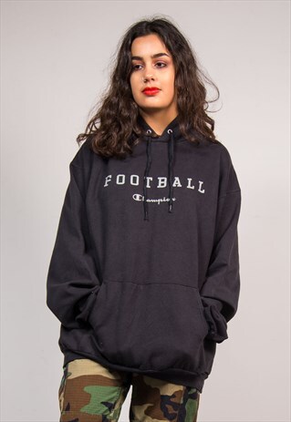 VINTAGE 90'S BLACK CHAMPION SPORTS SWEATSHIRT HOODIE