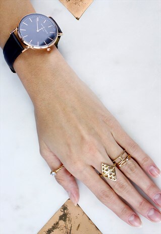 GOLD DIAMOND SHAPE DIAMANTE STACK MIDI KNUCKLE COCKTAIL RING