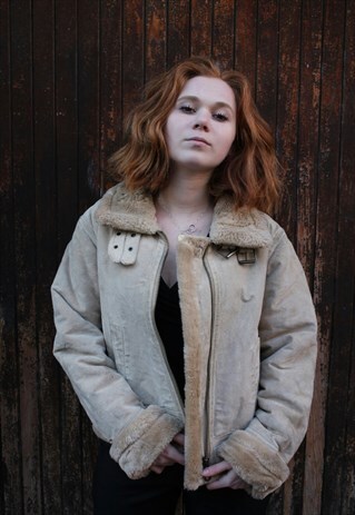 VINTAGE SUEDE FAUX-FUR JACKET