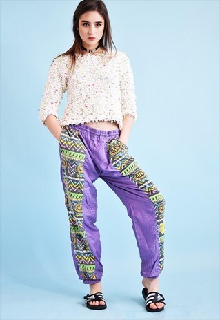 90'S ABSTRACT PATTERN ATHLEISURE SPORTS TRACKSUIT BOTTOMS