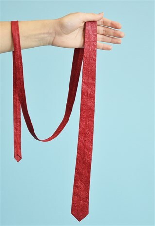 VINTAGE 70'S RETRO MOD REAL LEATHER SLIM TIE