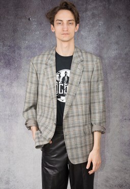 90s blazer, jacket in formal style with checkered pattern