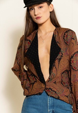 VINTAGE 90'S EARTH TONED PAISLEY PRINT BLOUSE