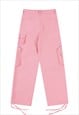 PARACHUTE JOGGERS CARGO POCKET PANTS RAVE TROUSERS IN PINK
