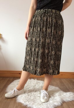 Vintage Black & Beige Midi Skirt