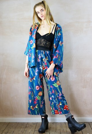 FALLING FLOWER CROP PANTS & KIMONO CO-ORDINATES