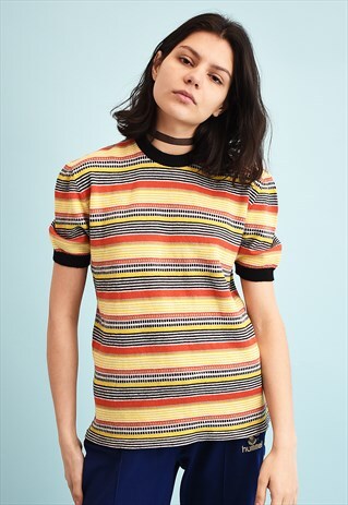 70'S RETRO MOD KNITTED STRIPED TOP