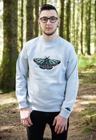 JADE MOTH HEATHER GREY EMBROIDERED SWEATSHIRT