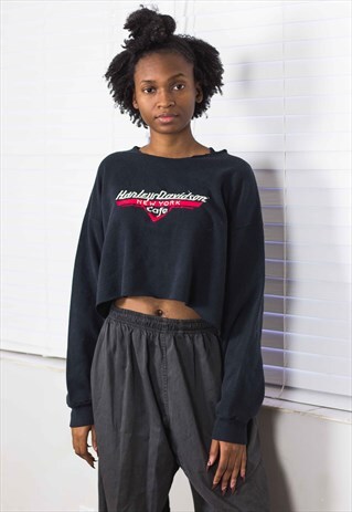 VINTAGE HARLEY DAVIDSON CROP TOP REWORKED LOGO 90S X 10.3