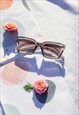 Transparent Grey Small Bevelled Square Frame Sunglasses