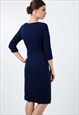 BLACK FITTED JACQUARD DRESS