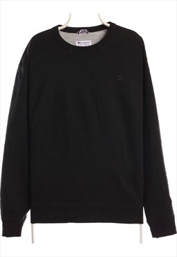 Vintage 90's Champion Sweatshirt Crewneck Plain Black XLarge