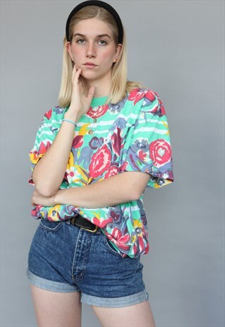 VINTAGE 90'S FLORAL PRINT OVERSIZE T-SHIRT