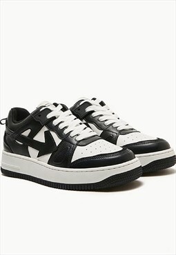Patch skater sneakers punk trainers chunky sole shoes black