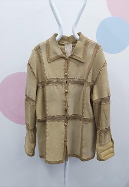 00s Suede Crochet Stitch Jacket Tan