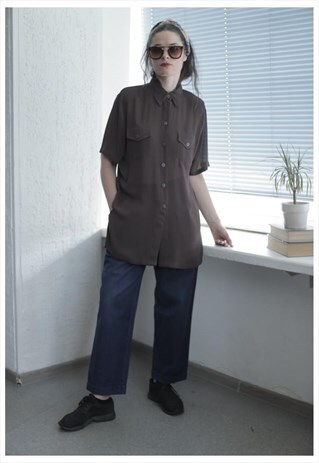 VINTAGE 90'S BROWN SHORT SLEEVE SHIRT
