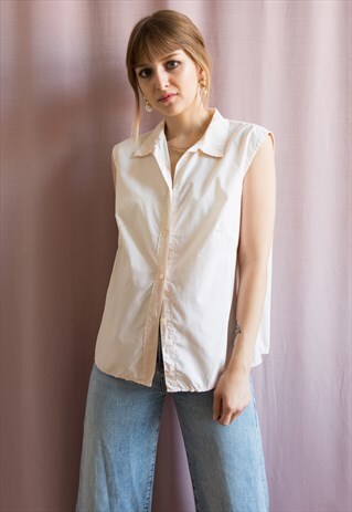VINTAGE 90'S CLASSY SLEEVELESS BLOUSE SHIRT